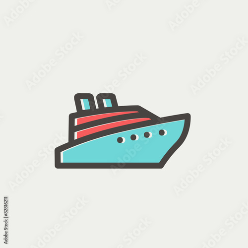 Cruise ship thin line icon