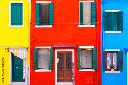 Painted houses of Burano, in the Venetian Lagoon, Italy.