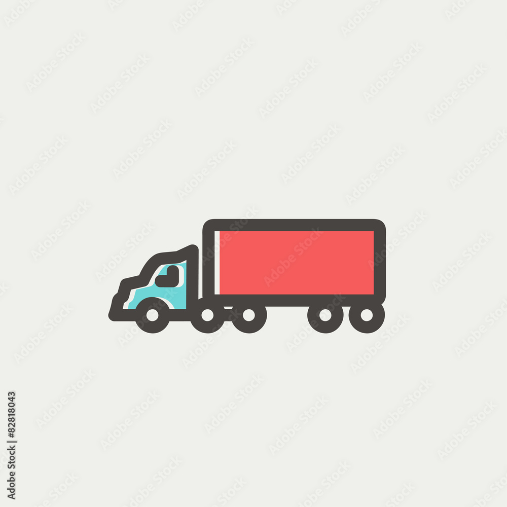 Fototapeta premium Delivery truck thin line icon