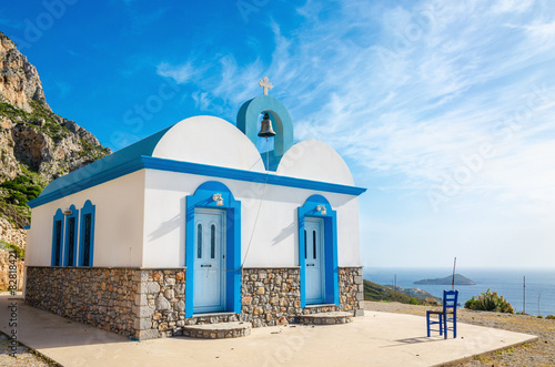 Typical Greek blue dome church, Kalymnos, Dodecanese Islands, Gr