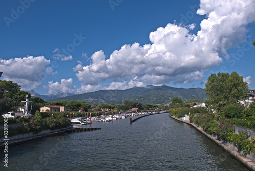 channel of the port with storage for boats