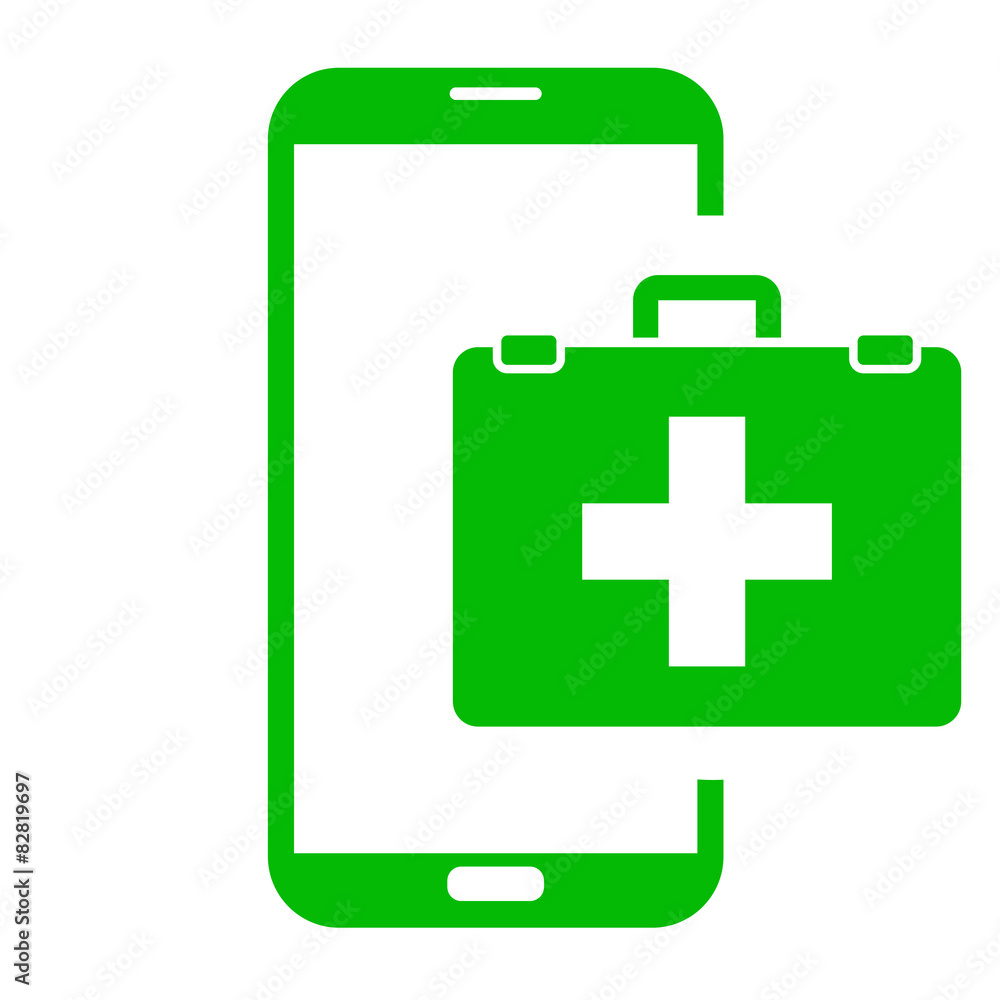Fototapeta premium Icono smartphone botiquin verde