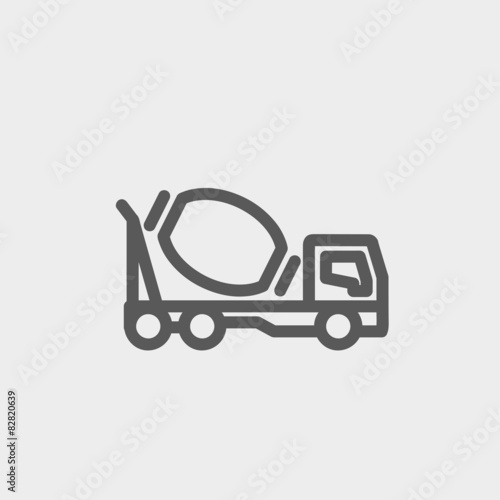 Concrete mixer truck thin line icon