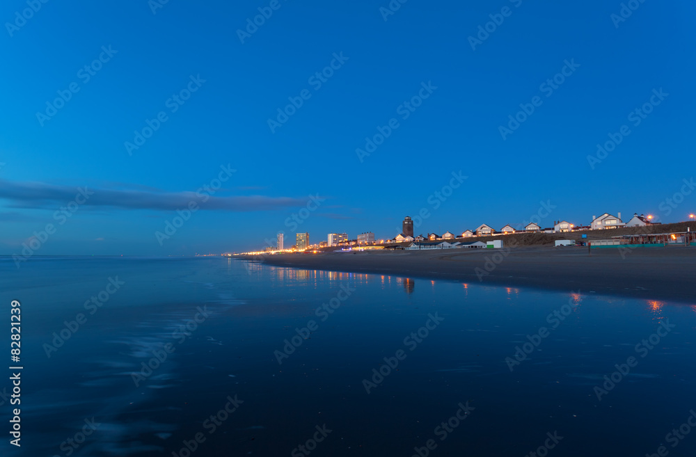 Zandvoort city by north sea coast bu night