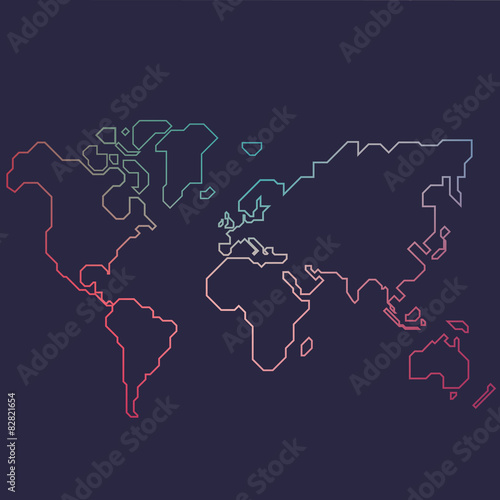 Abstract line world map