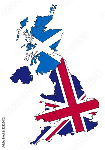 Highly detailed Scotland and United kingdom map and flag. #82822442
