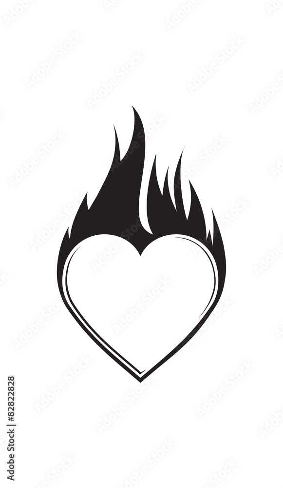 Abstract vector blazing heart with flame for your design or tatt Abstract vector blazing heart with flame for your design or tatt