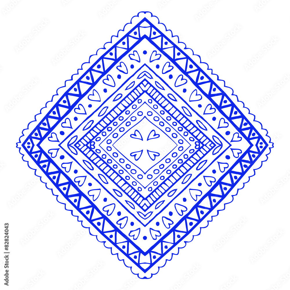 Round blue floral ornament Round blue floral ornament