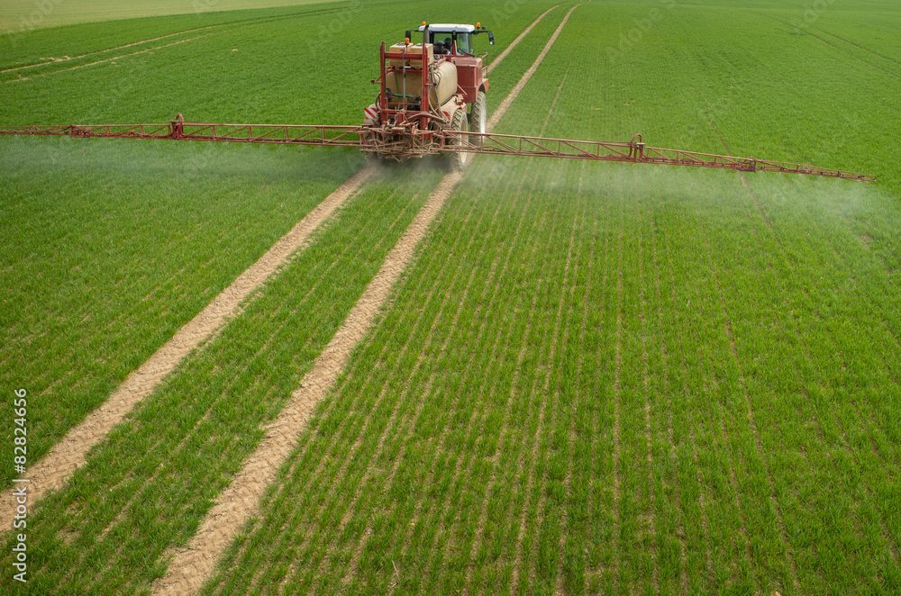 Fototapeta premium Aerial view of the tractor