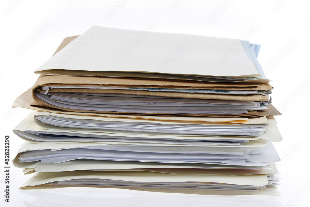 Pile of folders on white. Filing Pile of folders on white. Filing