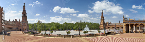 Panorama of the "Plaza de España" in Seville. Andalusia, Spain.