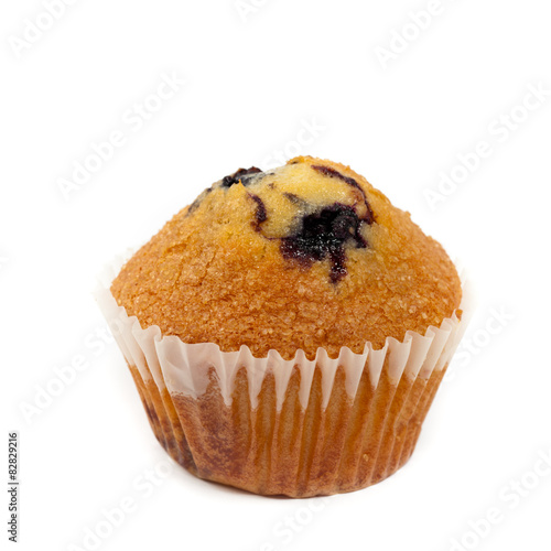 Blueberry muffins on White Background. Macro. Selective focus.