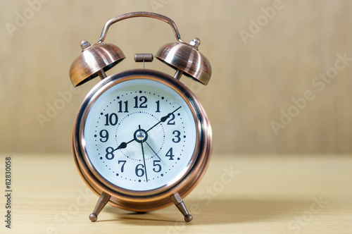 retro alarm clock on table