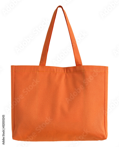 orange fabric bag isolated on white with clipping path
