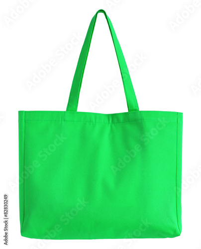 green fabric bag isolated on white with clipping path