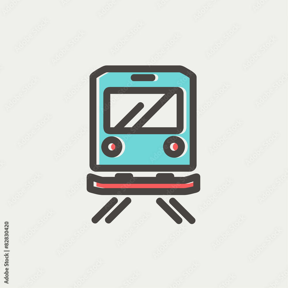 Back view of the train thin line icon Back view of the train thin line icon