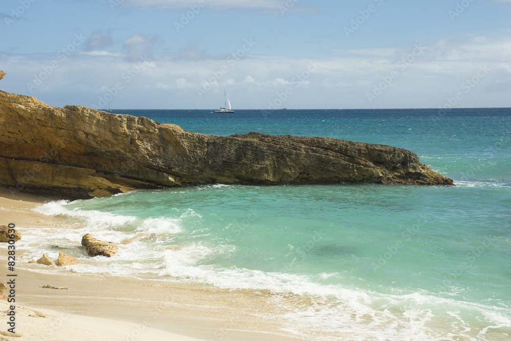 Cupecoy is a succession of small beaches, St. Martin, Caribbean
