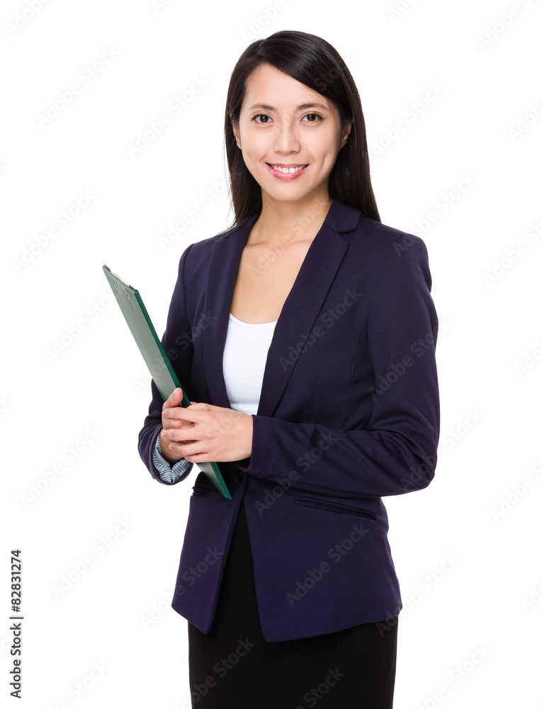 Young businesswoman hold with clipboard Young businesswoman hold with clipboard