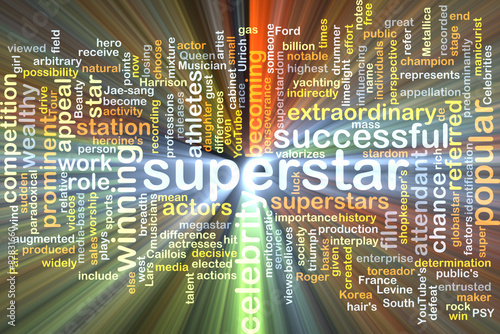 superstar wordcloud concept illustration glowing photo