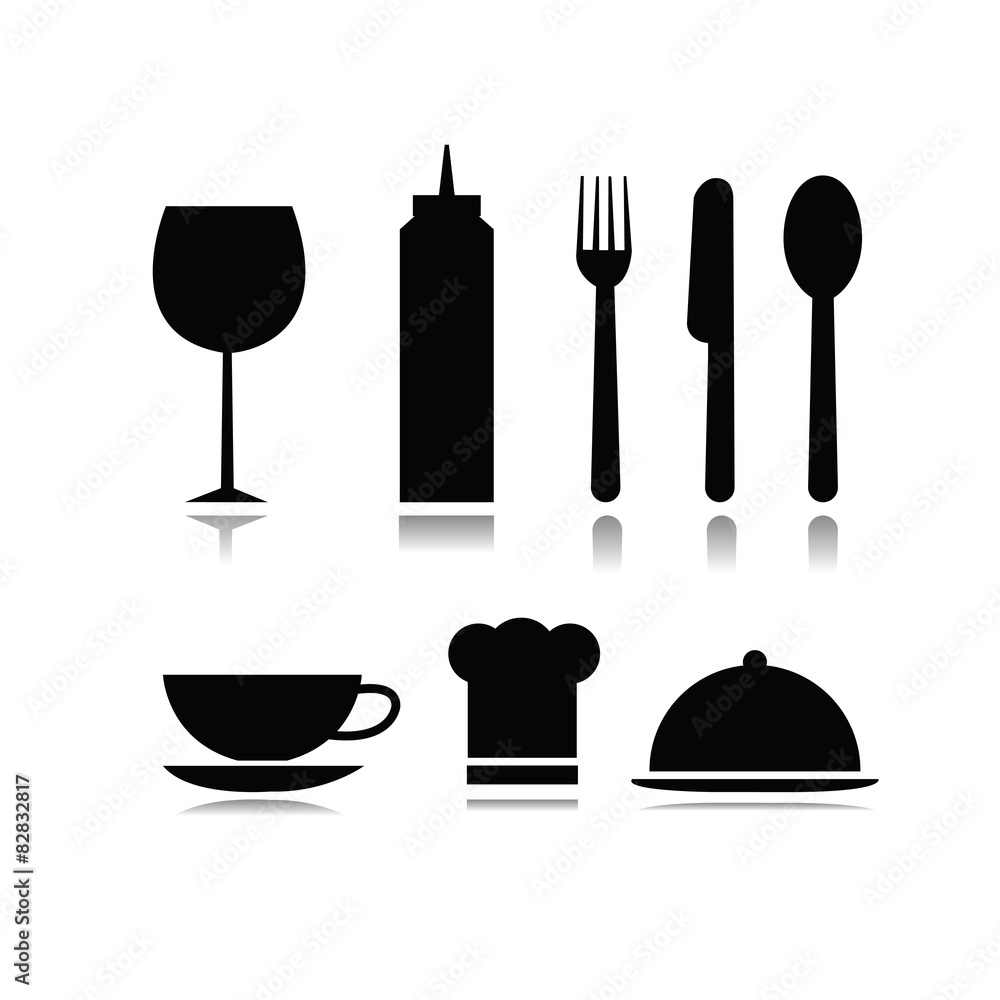 Set of food and beverage symbols in white background
Set of food and beverage symbols in white background