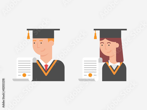 Graduates vector icons, flat syle