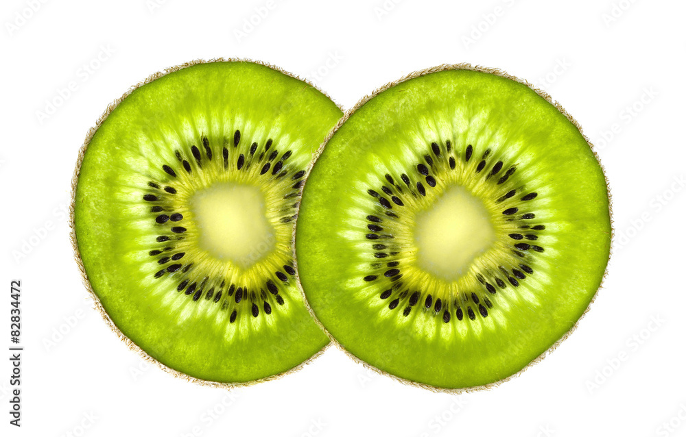 Beautiful slice of fresh juicy kiwi isolated on white background Beautiful slice of fresh juicy kiwi isolated on white background