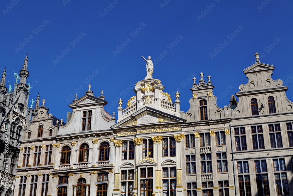 Façades sculptées. Grand Place de Bruxelles. Belgique.
