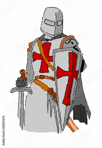 Cavaliere templare su sfondo bianco