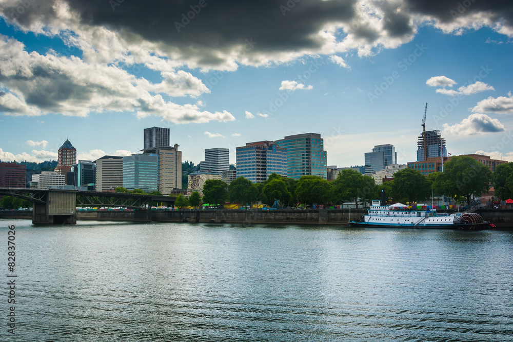 View of the skyline from the Eastbank Esplanade, in Portland, Or View of the skyline from the Eastbank Esplanade, in Portland, Or