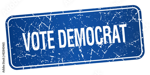 vote democrat blue stamp on white