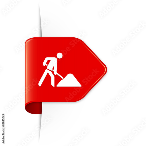 Baustelle - Roter Sticker Pfeil mit Schatten