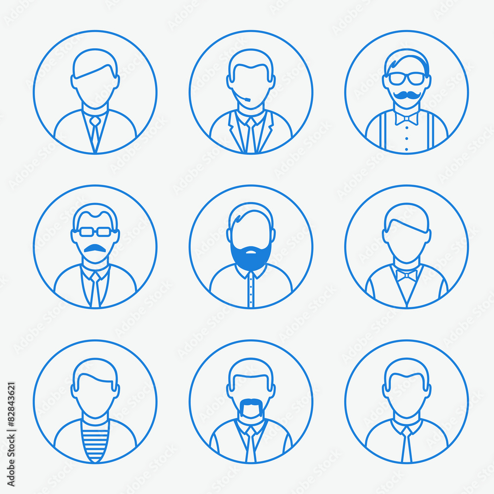 Man outline silhouettes. People line icons. Man outline silhouettes. People line icons.
