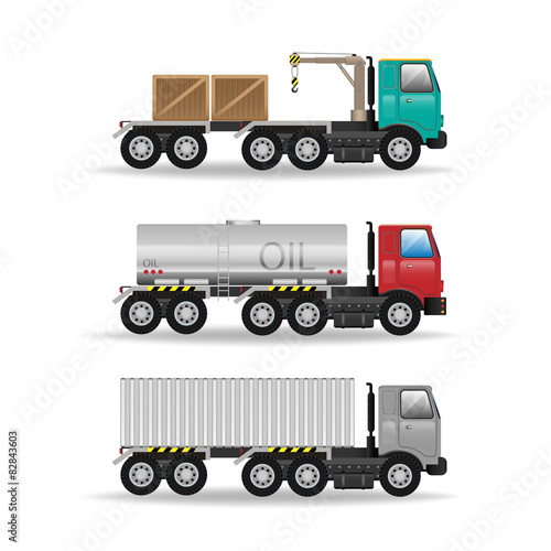Vector modern creative flat design logistics fleet vehicles set