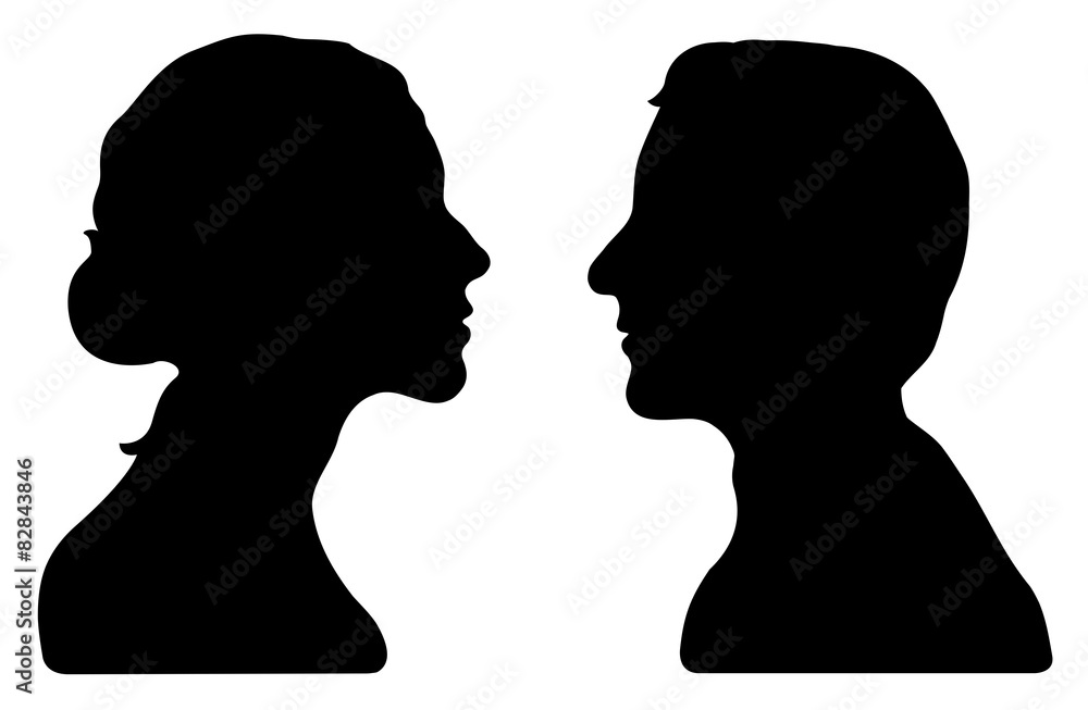 Têtes couple silhouettes illustration vecteurs
