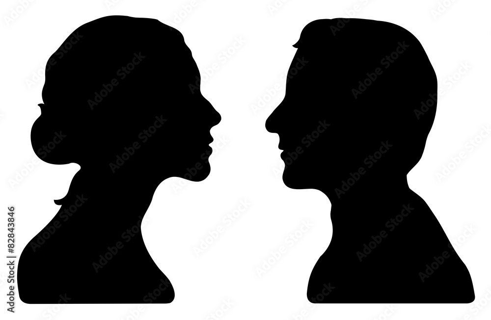 Têtes couple silhouettes illustration vecteurs Têtes couple silhouettes illustration vecteurs