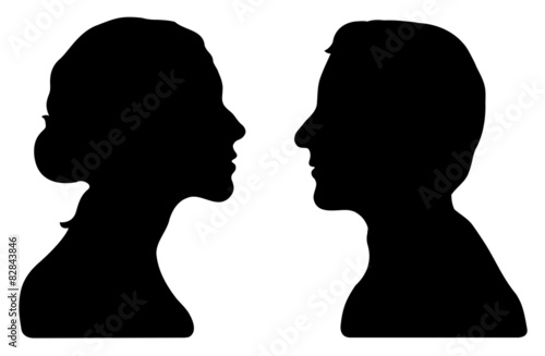 Têtes couple silhouettes illustration vecteurs