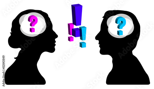 Têtes couple silhouettes question - réponse 