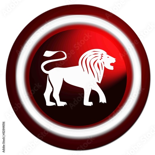Zodiaque lion rond rouge