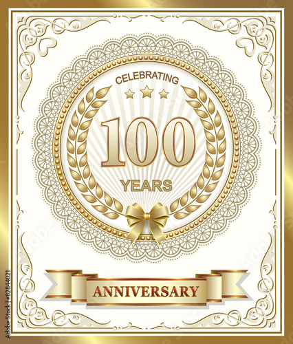 Anniversary card 100 years in a gold design
