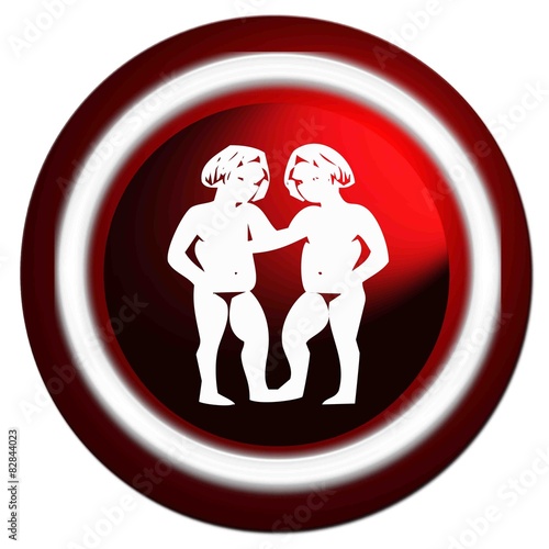 Zodiaque gémeaux rond rouge