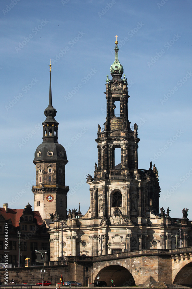 Hofkirche Cathedral and the Dresden Castle in Dresden, Saxony, G