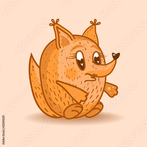 Vector illustration sitting fox.