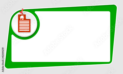 vector abstract green box and pushpin and home symbol