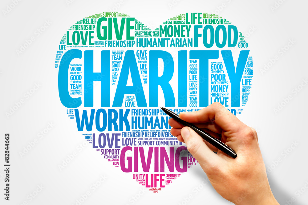 Charity word cloud heart concept Charity word cloud heart concept