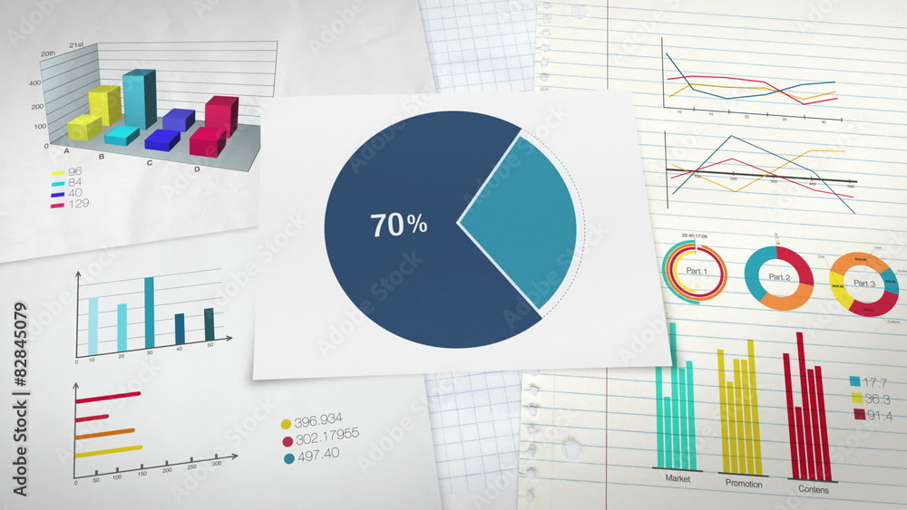Circle diagram, Pie chart indicated 70 percent, 