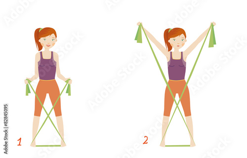 Frau mit Theraband