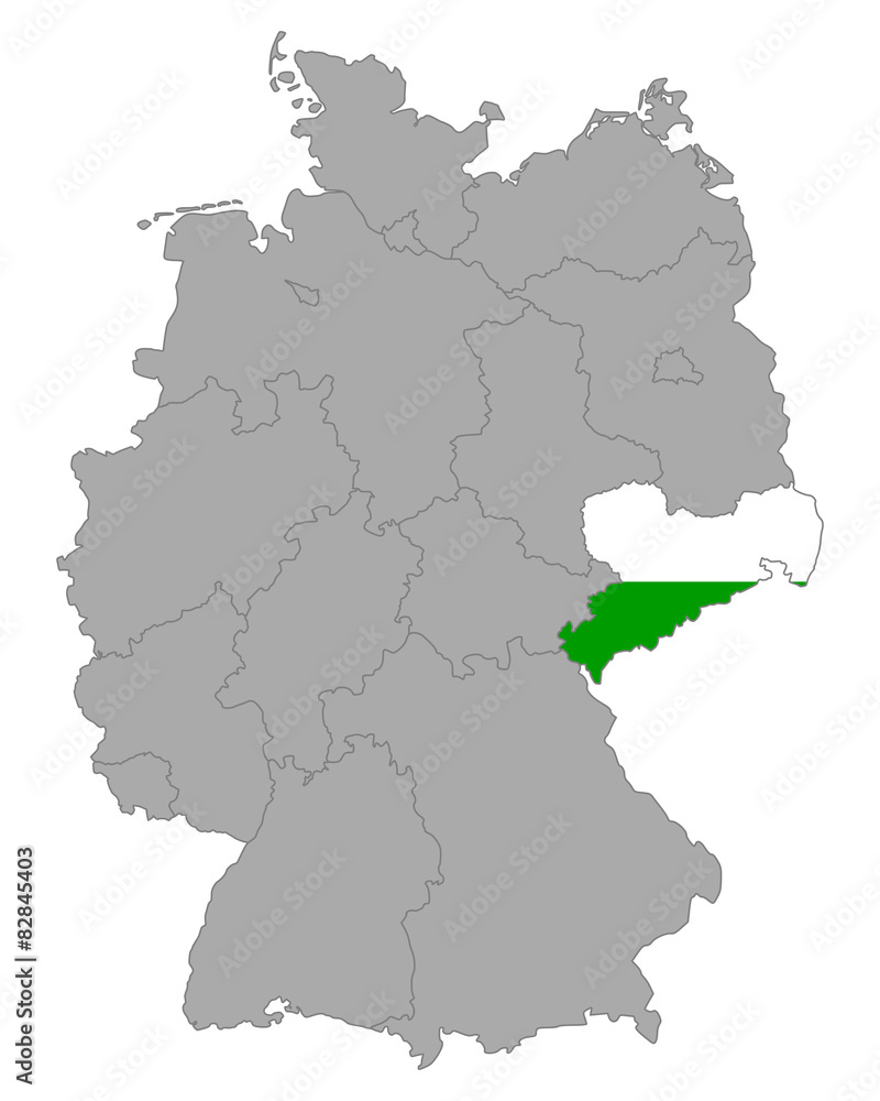 Karte von Deutschland mit Fahne von Sachsen