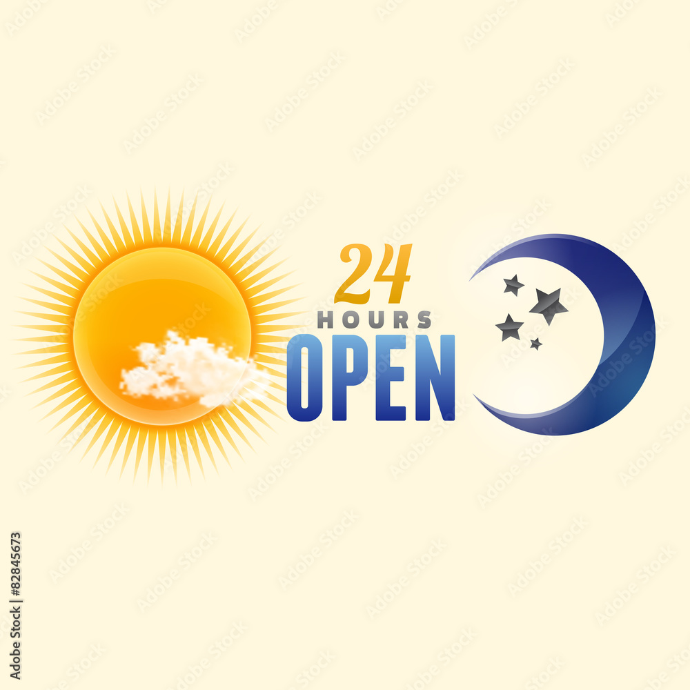 Fototapeta premium 24 hours sign. Sun and Moon vector