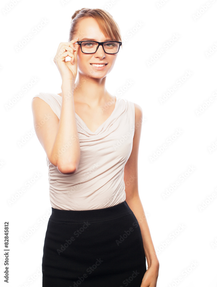 young business woman in glasses young business woman in glasses