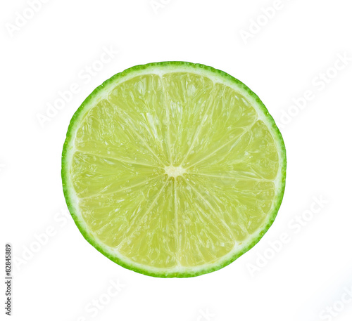 slice of fresh lime on white background